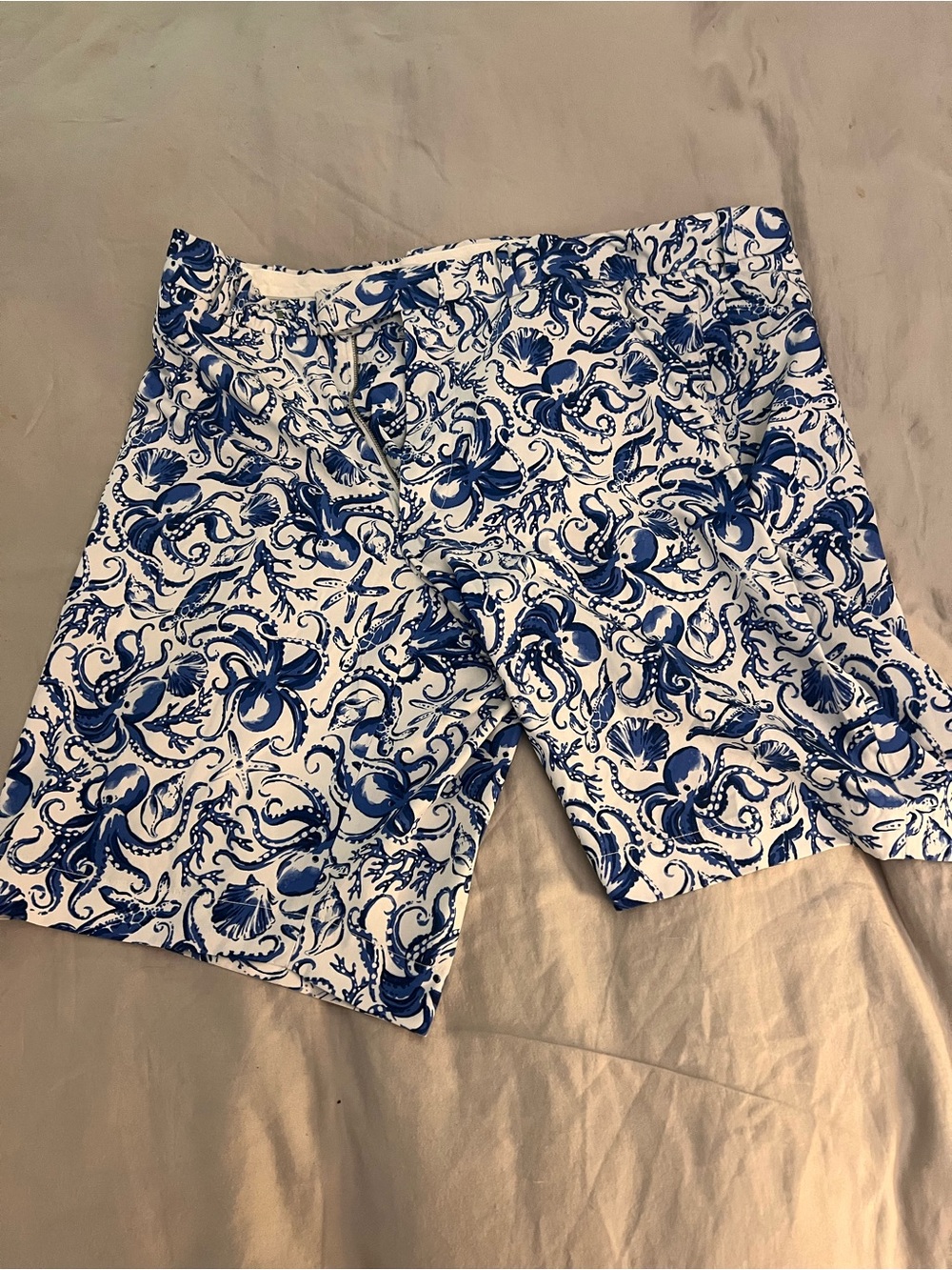 Ralph Lauren Blue and White Octopus Print Shorts